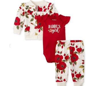 The Children's Place Baby Girls 3-6 month Daddy's Girl Floral 3 Piece Floral Set